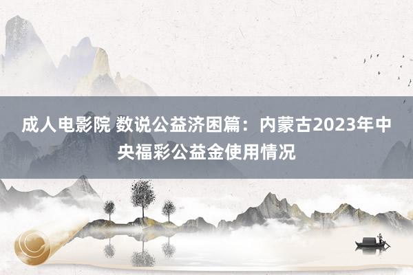 成人电影院 数说公益济困篇：内蒙古2023年中央福彩公益金使用情况