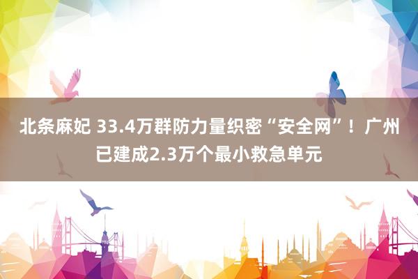 北条麻妃 33.4万群防力量织密“安全网”！广州已建成2.3万个最小救急单元