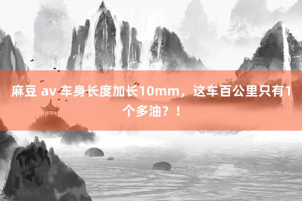 麻豆 av 车身长度加长10mm，这车百公里只有1个多油？！