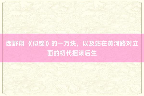 西野翔 《似锦》的一万块，以及站在黄河路对立面的初代摇滚后生