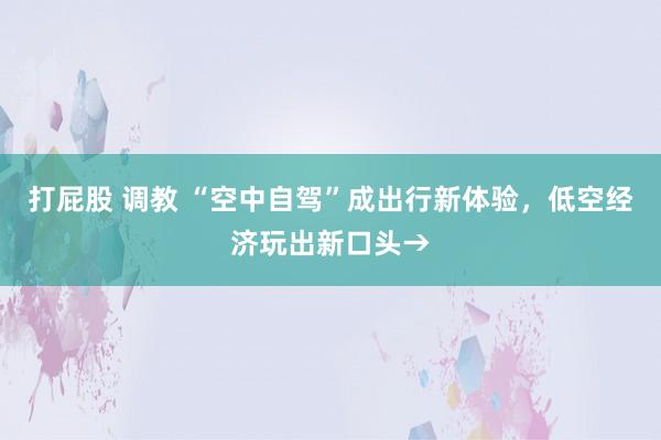 打屁股 调教 “空中自驾”成出行新体验，低空经济玩出新口头→