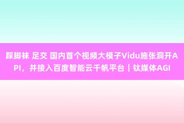 踩脚袜 足交 国内首个视频大模子Vidu施张洞开API，并接入百度智能云千帆平台｜钛媒体AGI