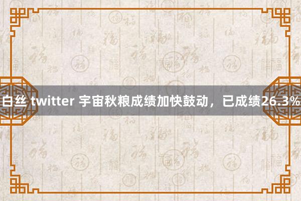 白丝 twitter 宇宙秋粮成绩加快鼓动，已成绩26.3%