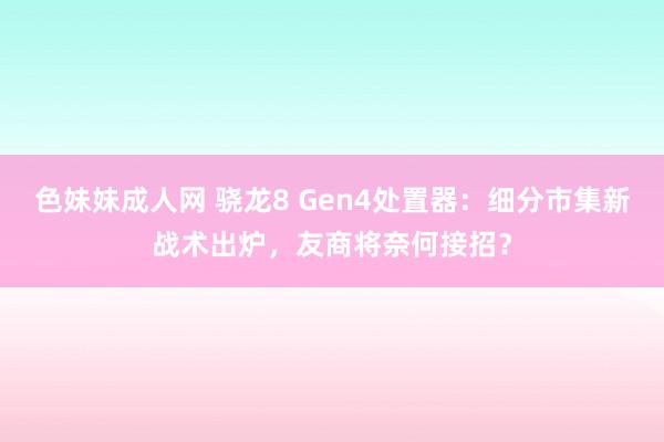 色妹妹成人网 骁龙8 Gen4处置器：细分市集新战术出炉，友商将奈何接招？