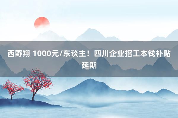 西野翔 1000元/东谈主！四川企业招工本钱补贴延期