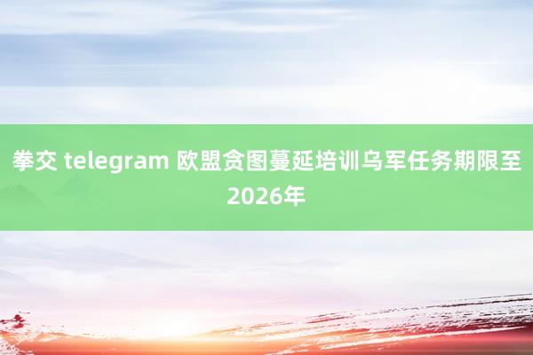 拳交 telegram 欧盟贪图蔓延培训乌军任务期限至2026年