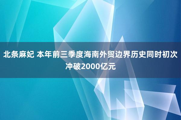 北条麻妃 本年前三季度海南外贸边界历史同时初次冲破2000亿元