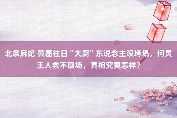 北条麻妃 黄磊往日“大厨”东说念主设垮塌，何炅王人救不回场，真相究竟怎样？