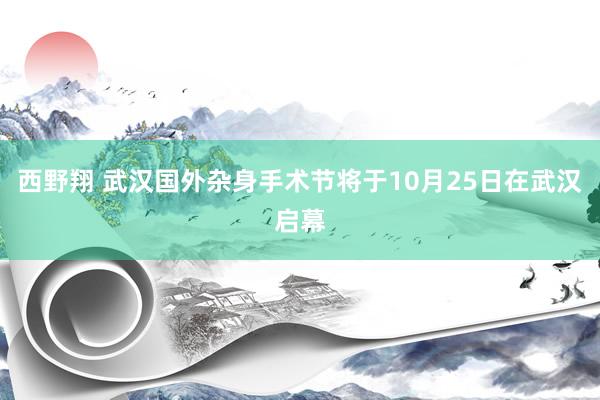 西野翔 武汉国外杂身手术节将于10月25日在武汉启幕