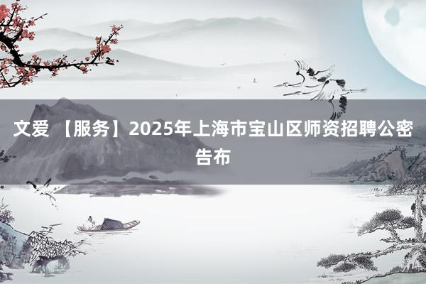 文爱 【服务】2025年上海市宝山区师资招聘公密告布