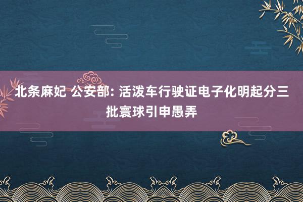 北条麻妃 公安部: 活泼车行驶证电子化明起分三批寰球引申愚弄