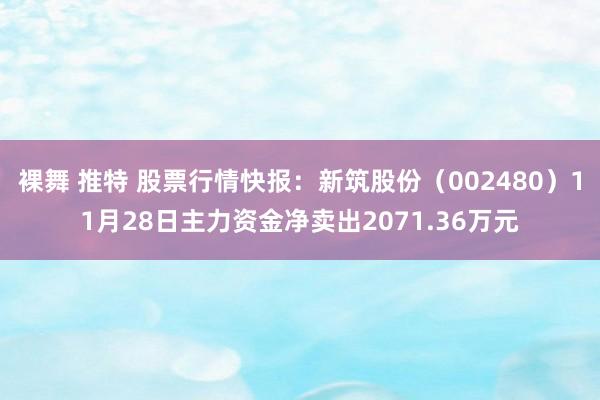 裸舞 推特 股票行情快报：新筑股份（002480）11月28日主力资金净卖出2071.36万元