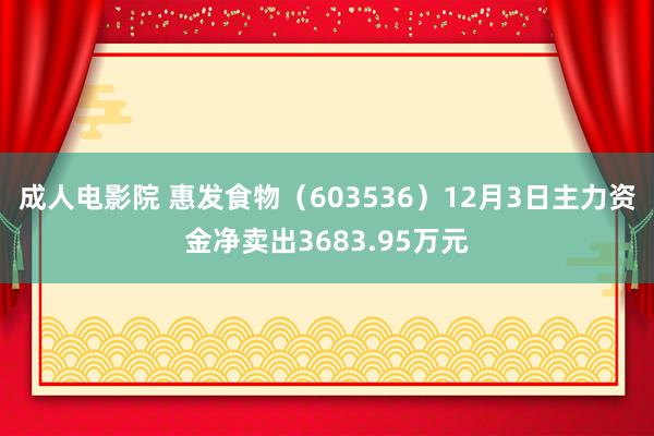 成人电影院 惠发食物（603536）12月3日主力资金净卖出3683.95万元