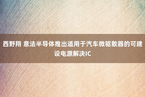 西野翔 意法半导体推出适用于汽车微驱散器的可建设电源解决IC