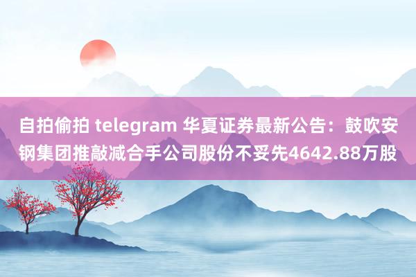 自拍偷拍 telegram 华夏证券最新公告：鼓吹安钢集团推敲减合手公司股份不妥先4642.88万股