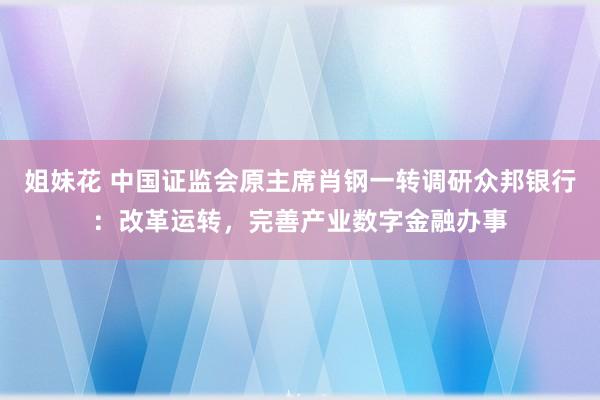 姐妹花 中国证监会原主席肖钢一转调研众邦银行：改革运转，完善产业数字金融办事