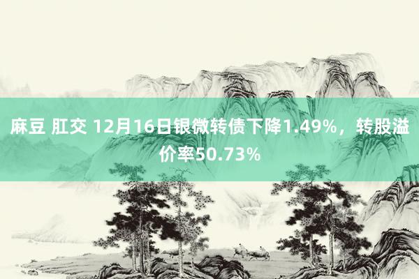 麻豆 肛交 12月16日银微转债下降1.49%，转股溢价率50.73%