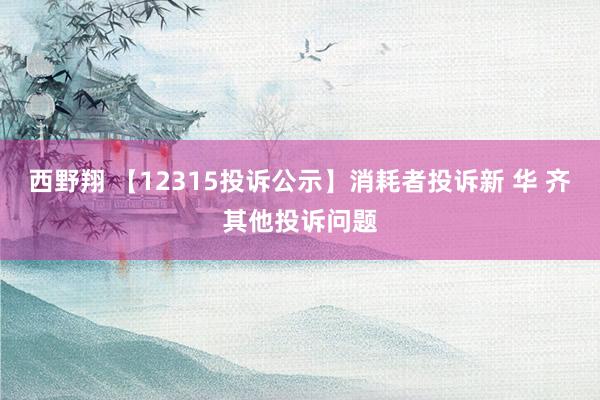 西野翔 【12315投诉公示】消耗者投诉新 华 齐其他投诉问题