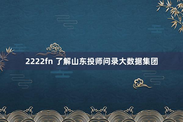 2222fn 了解山东投师问录大数据集团