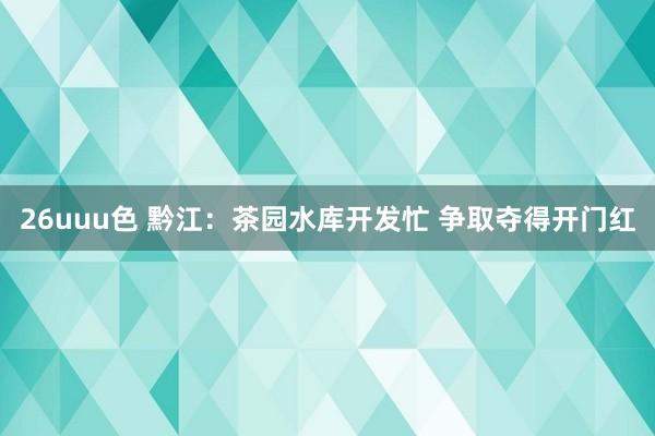 26uuu色 黔江：茶园水库开发忙 争取夺得开门红