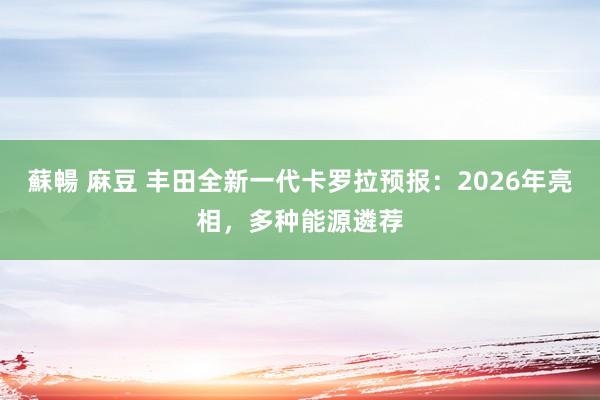 蘇暢 麻豆 丰田全新一代卡罗拉预报：2026年亮相，多种能源遴荐