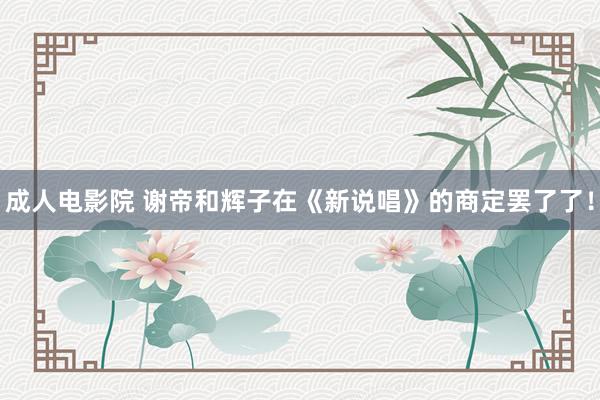 成人电影院 谢帝和辉子在《新说唱》的商定罢了了！