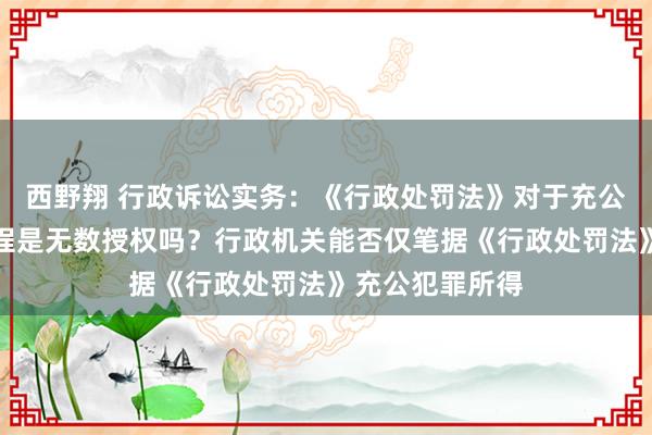 西野翔 行政诉讼实务：《行政处罚法》对于充公犯罪所得的章程是无数授权吗？行政机关能否仅笔据《行政处罚法》充公犯罪所得