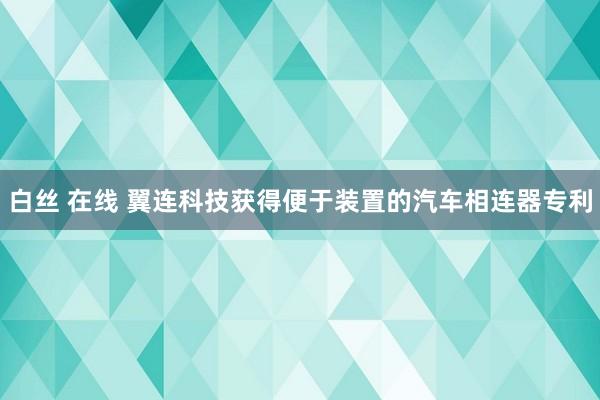 白丝 在线 翼连科技获得便于装置的汽车相连器专利